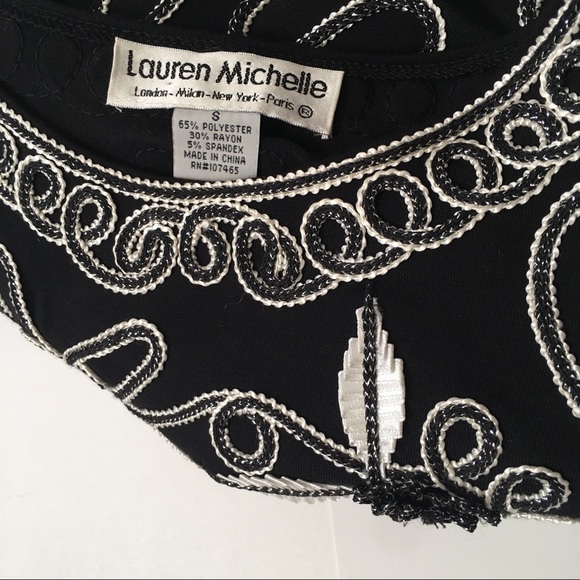 Lauren Michelle Blouse Top Women’s  Size Small Embroidered Black 3/4 Sleeves - Picture 6 of 16